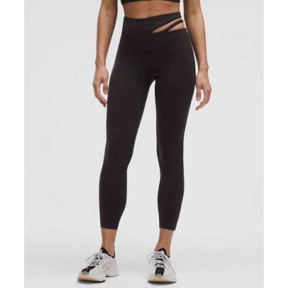 Lululemon Cut-Out Waist High-Rise Train Tight 25" Black Women 6 Yoga Gym Workout